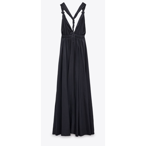 Zara Long Nylon Dress Black - Picture 9 of 9